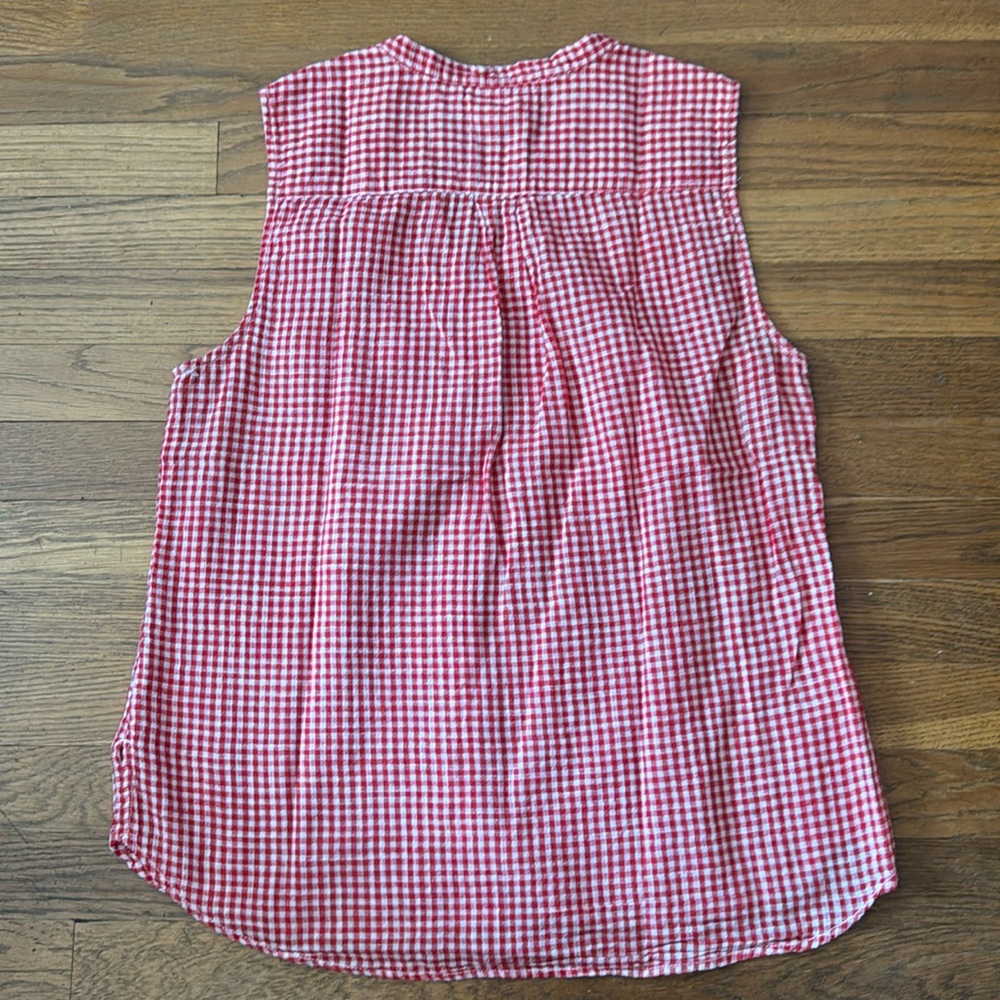 🍓H&M red/white cotton gingham sleeveless top. Size 10. - Picture 3 of 6